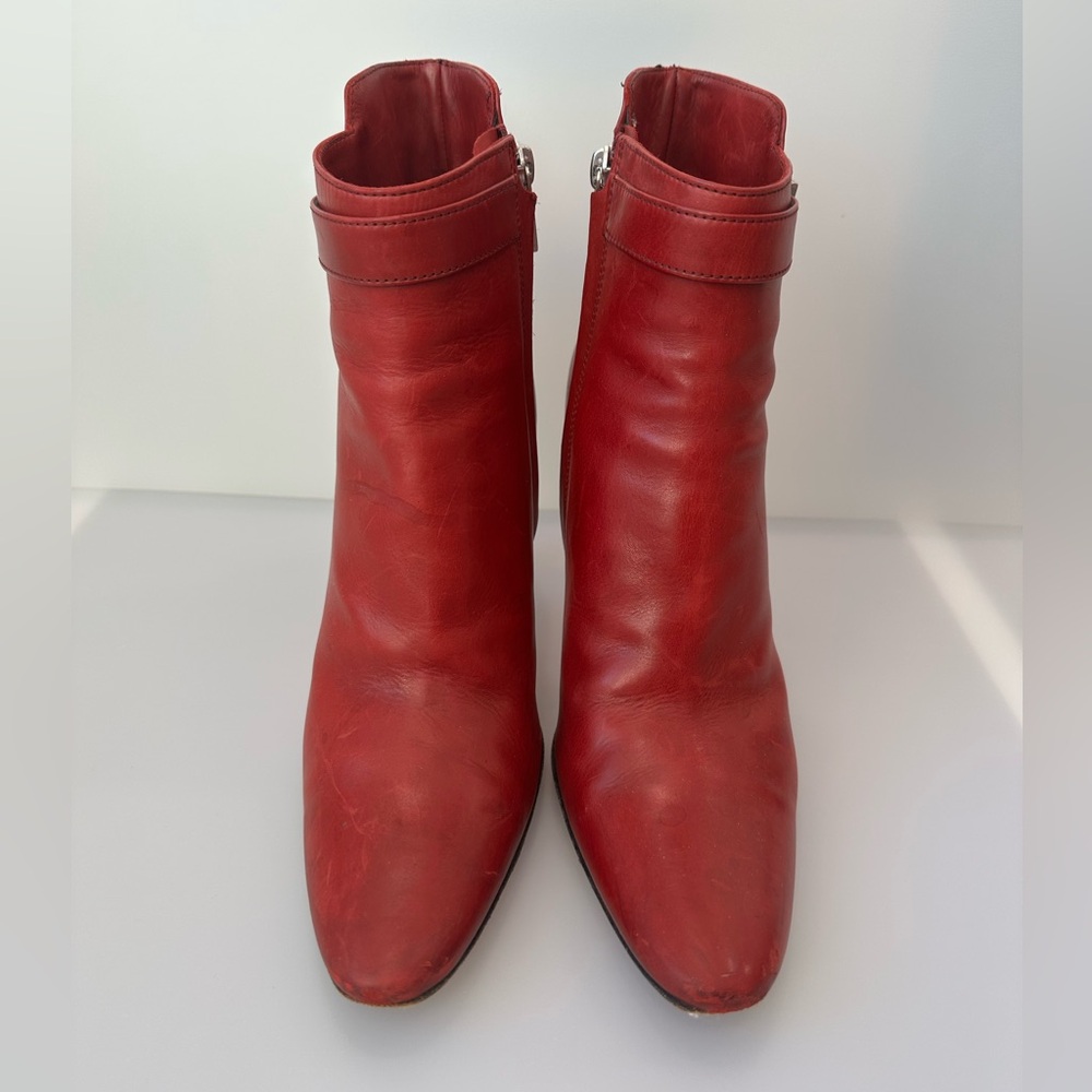 TANIA SPINELLI Red Leather Ankle Boots - Picture 9 of 9